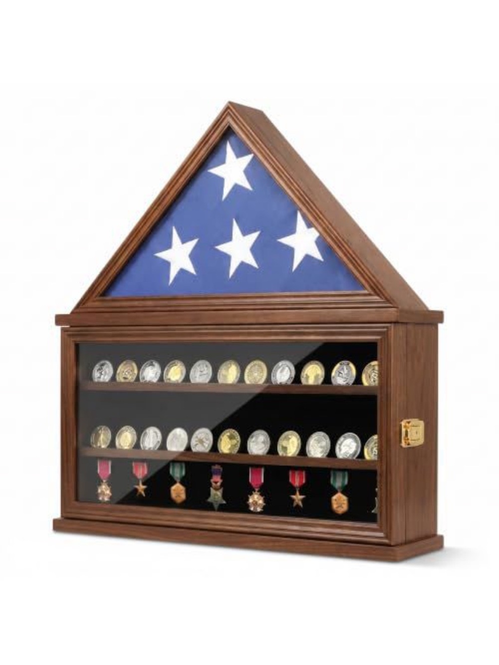 Military Flag Coin Display Case with Blue Flag Accent
